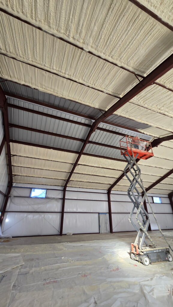 spray foam insulation on metal ceiling