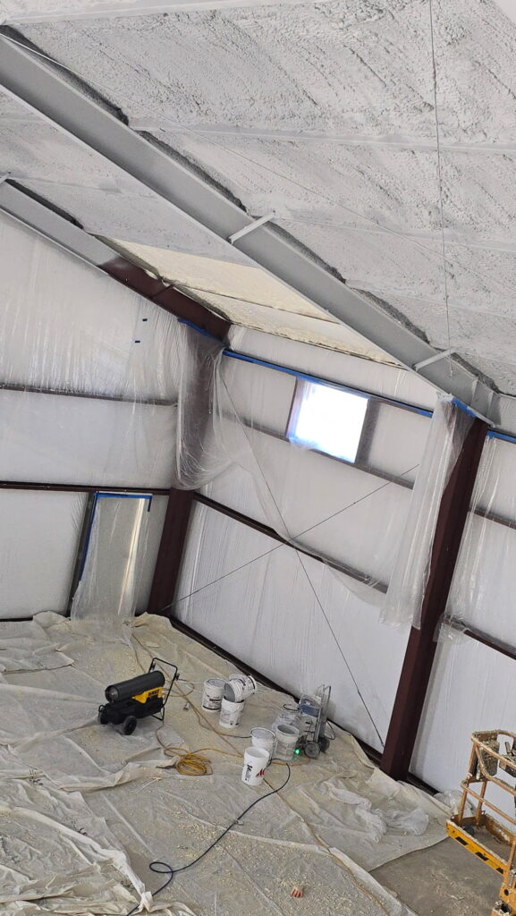 spray foam insulation in workshop